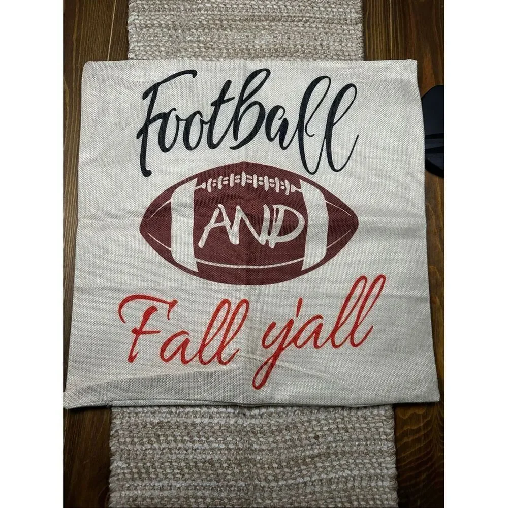 Football Autumn fall throw pillow case cover 17 x 17 New